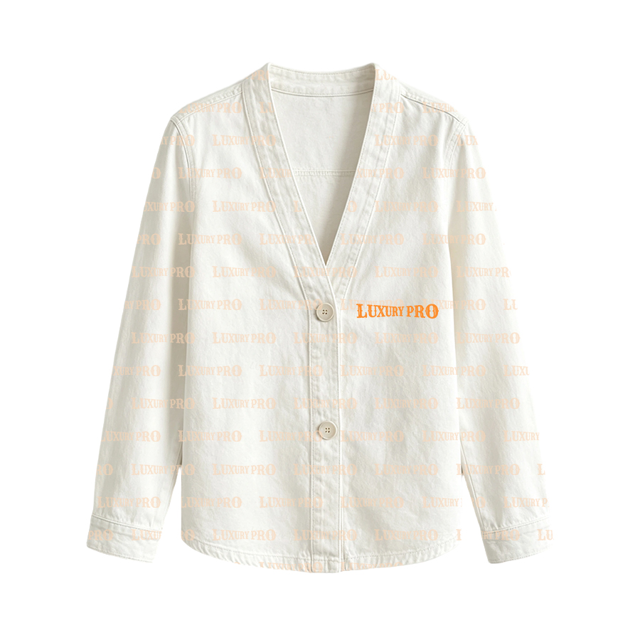 AOP Faux Denim Textured Cardigan