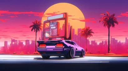 Nostalgic Synthwave 4K Wallpaper Background