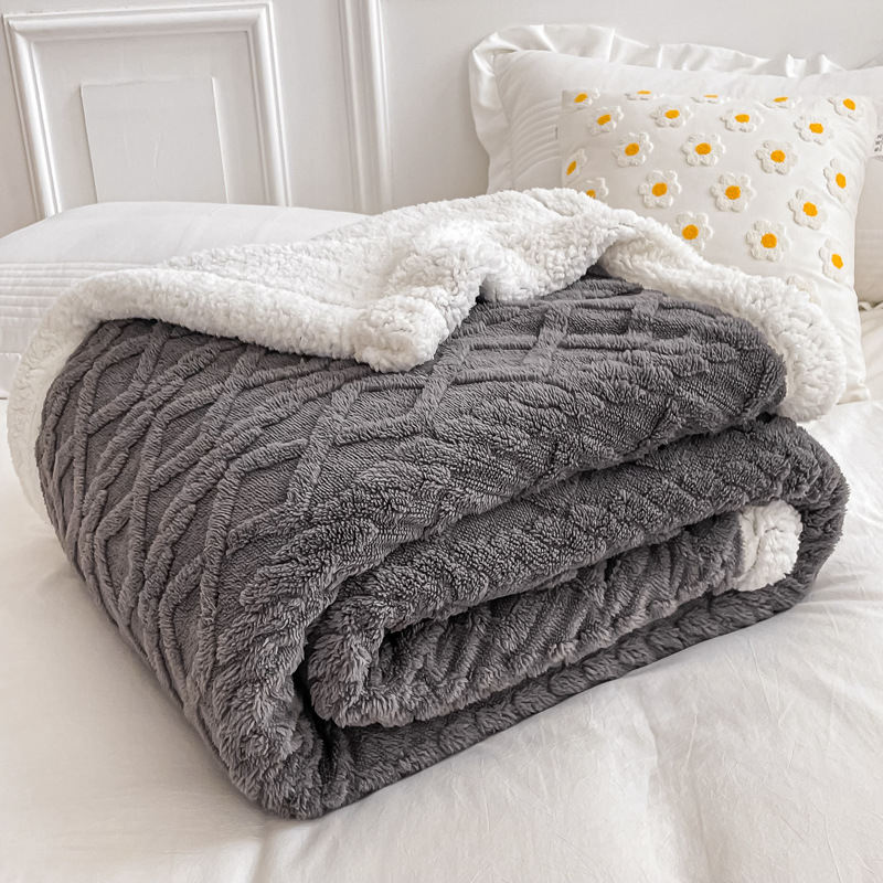 Warm lamb fleece throw blanket, solid color, various sizes