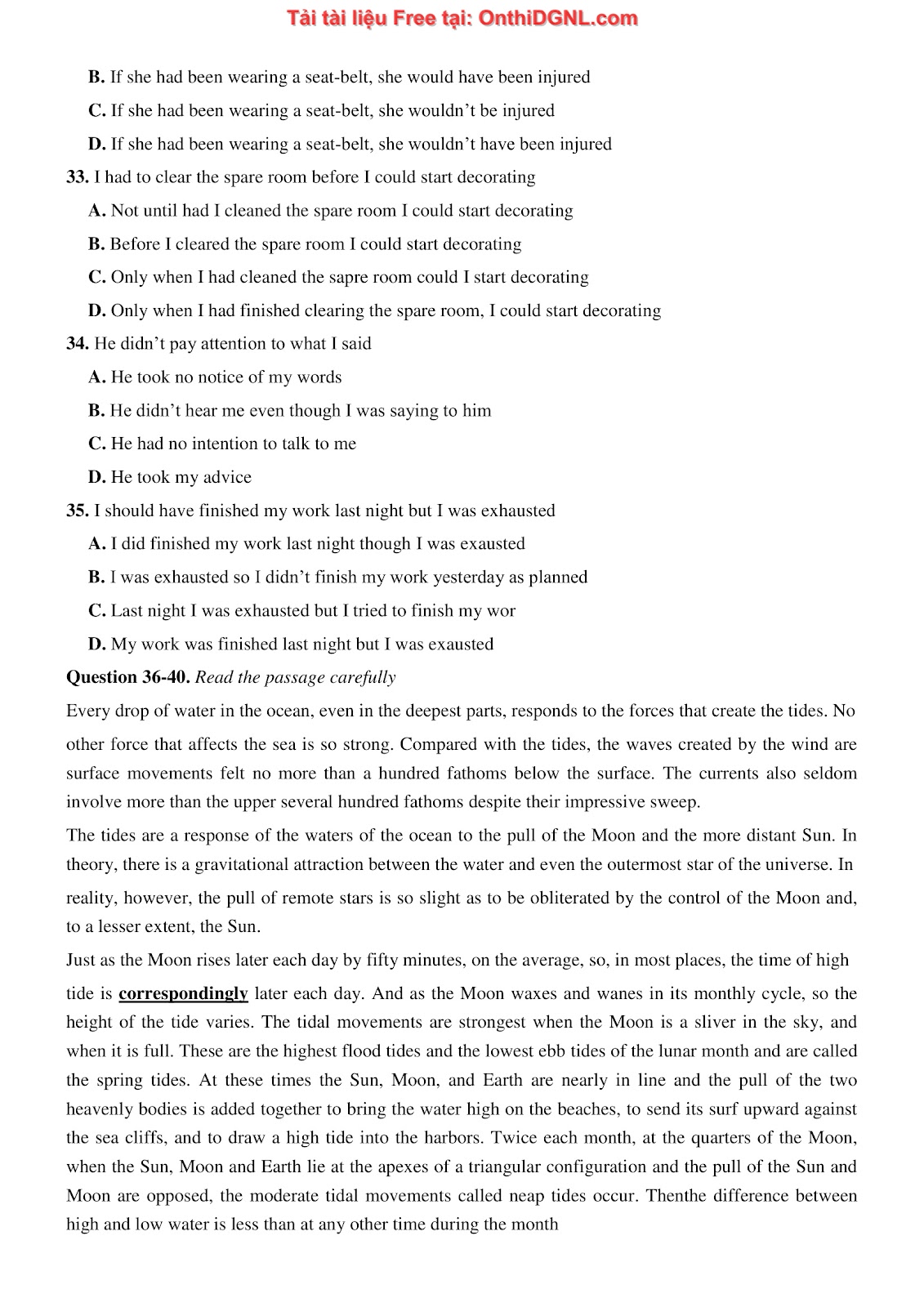 800 bài tập môn Tiếng Anh - Ôn thi ĐGNL ĐHQG TP HCM Phần 37