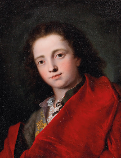 Portrait Of A Gentleman Bust Length In A Grey Doublet And Red Cloak