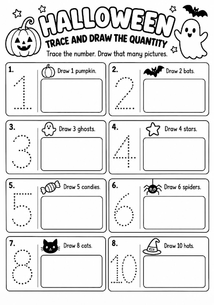Halloween Trace and Draw the Quantity