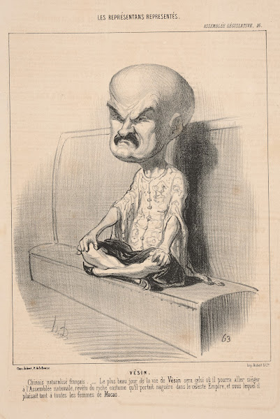 Vesin Chinese figure seated on bench legs crossed 1845