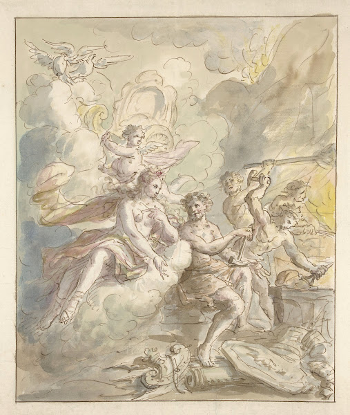 Ontwerp voor een kamerbeschildering met allegorie op het Vuur 1677   1755