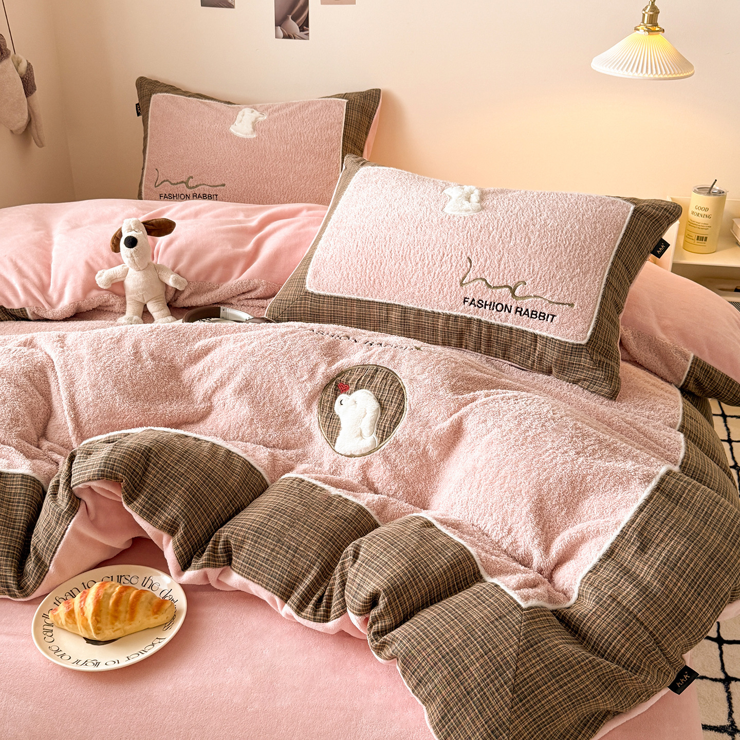Milk fiber fleece bedding set, thickened, various sizes