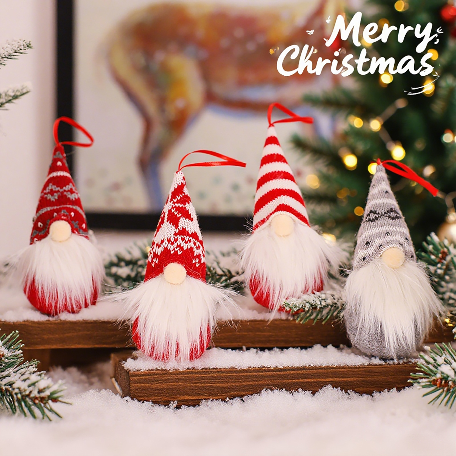 Weihnachtliche Stoff-Anhänger, 4er-Set