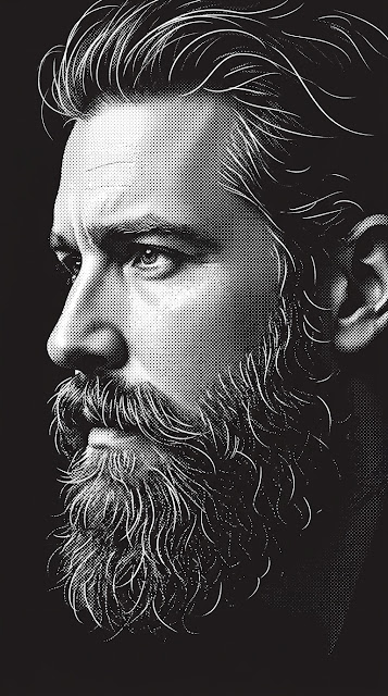 Dramatic Monochrome Halftone Stipple Portrait of a Man - Free mobile Wallpaper