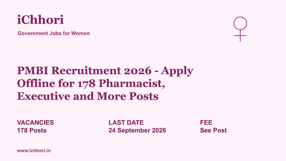 PMBI Recruitment 2026 - Apply Offline for 178 Pharmacist, Executive and More Posts - iChhori