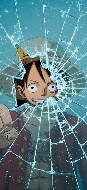 Monkey D Luffy Breaking Glass Screen Effect Anime Art - Free mobile Wallpaper