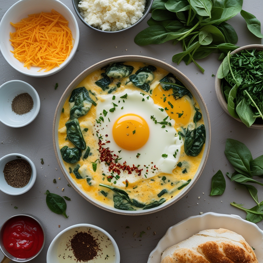 Ingredients for Creamy Spinach & Cheese Egg Bake: The Ultimate Breakfast Hero for Easy Weekday Mornings