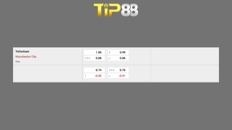 Bảng kèo Tottenham vs Manchester City 23h30 ngày 01/02/2026