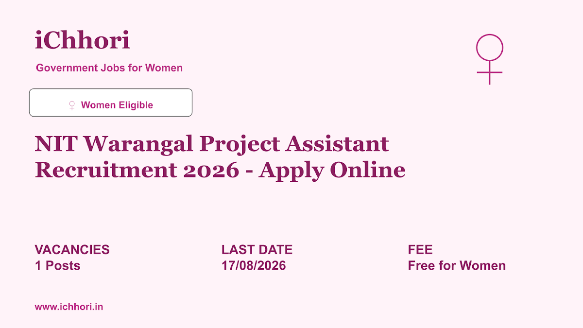 NIT Warangal Project Assistant Recruitment 2026 - Apply Online - iChhori