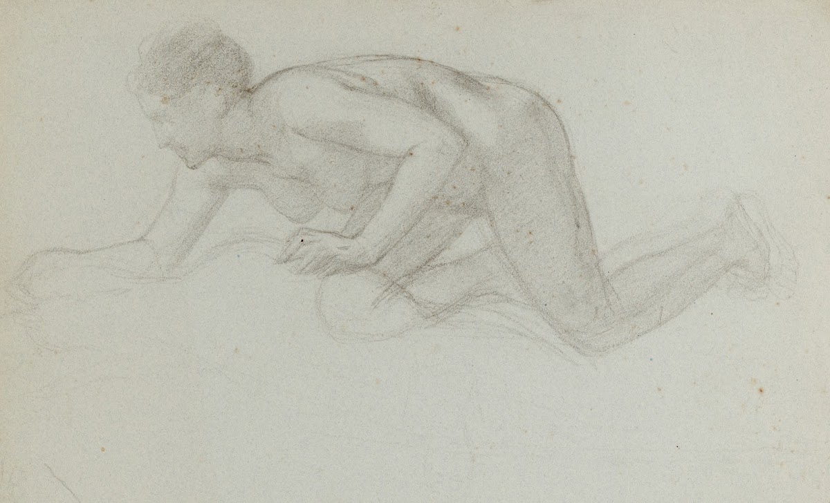 Etude pour Pyrame et Thisbé Jeune femme nue agenouillée