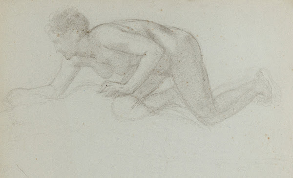 Etude pour Pyrame et Thisbé Jeune femme nue agenouillée