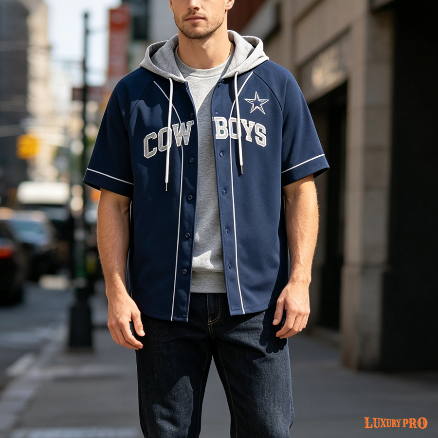 AOP Hooded Baseball Cardigan