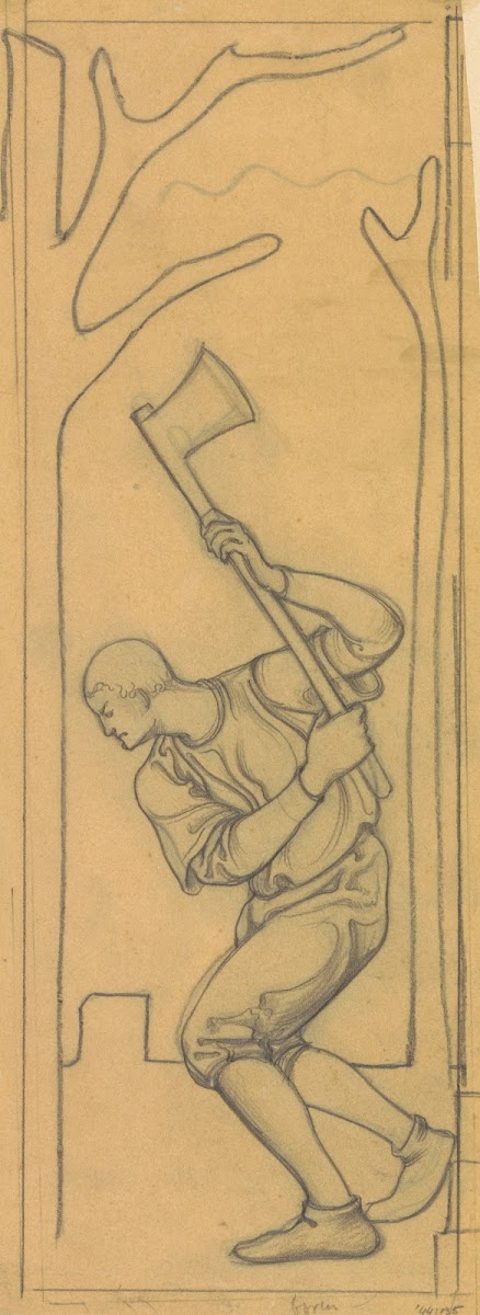 Ontwerp voor wandschildering in de Beurs van Berlage houthakker 1869   1925