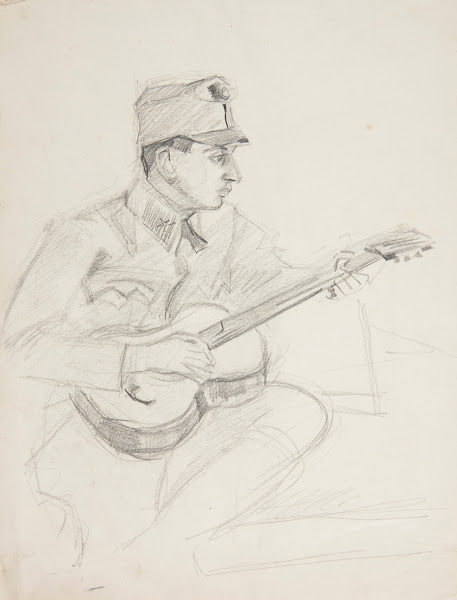 Żołnierz Legionu Ukraińskich Strzelców Siczowych 1914 1920 grający na gitarze 19