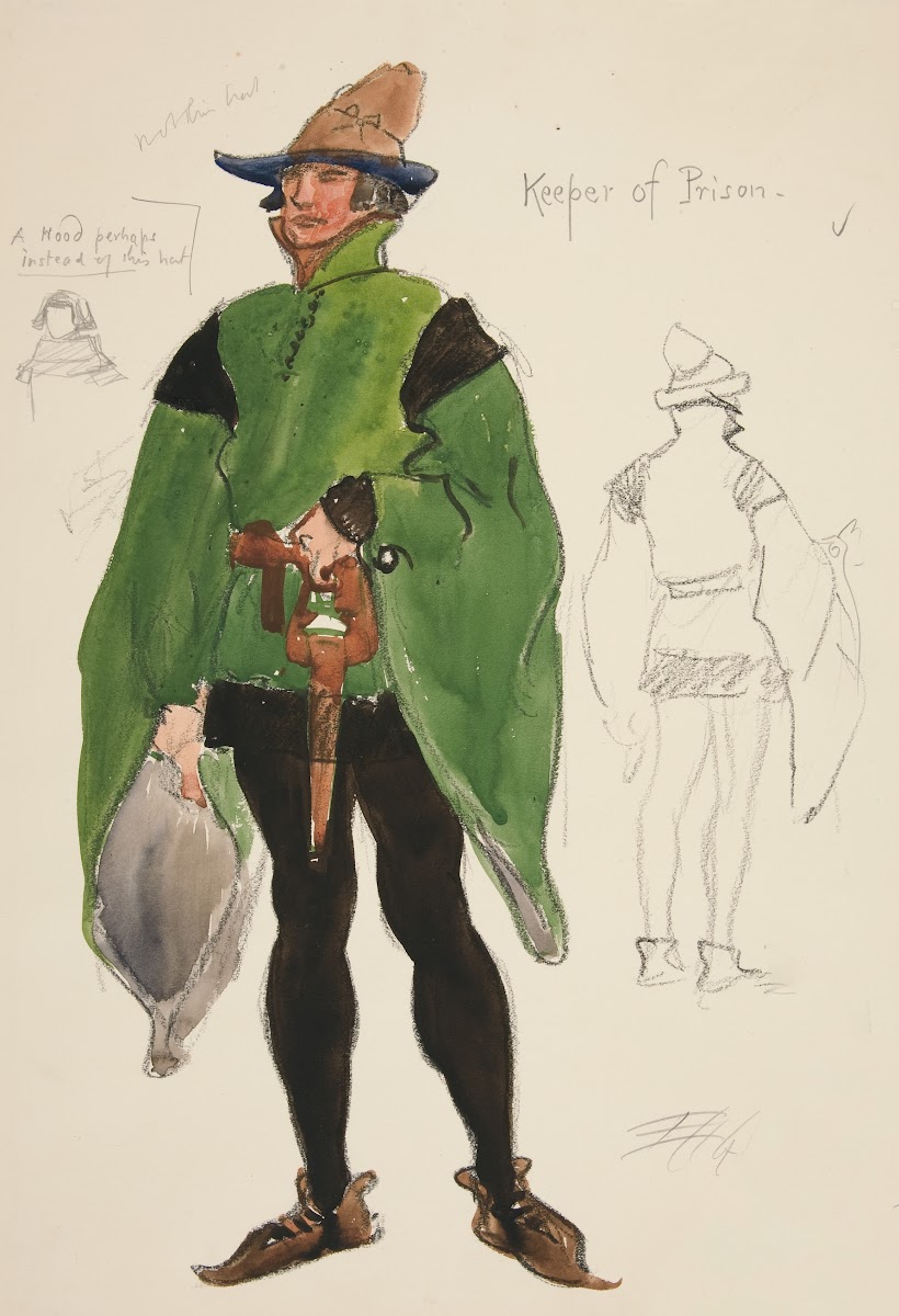 Keeper of Prison costume sketch for Henry Irvings 1898 Planned Production of Ric