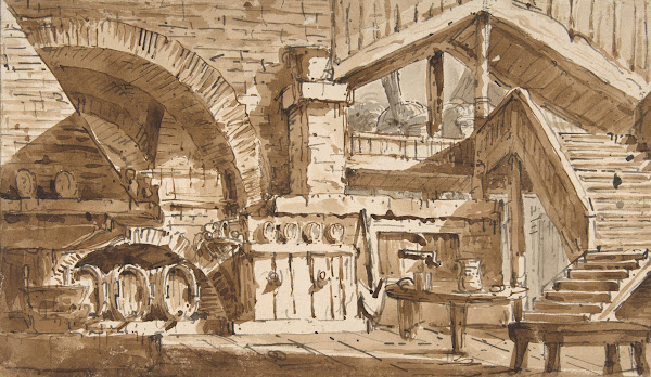 Design for a Stage Set Showing Interior of Rustic Kitchen Cucina Rustica 1759182