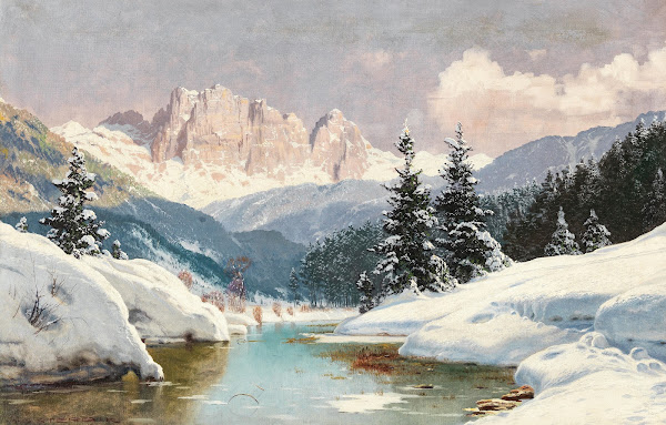 A Sunny Winter Day with a View of the Dolomites