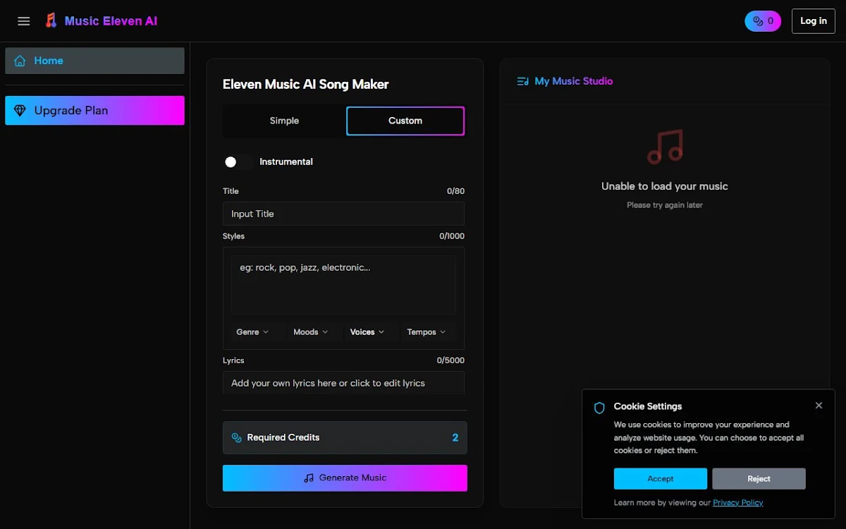 Captura de Music Eleven AI