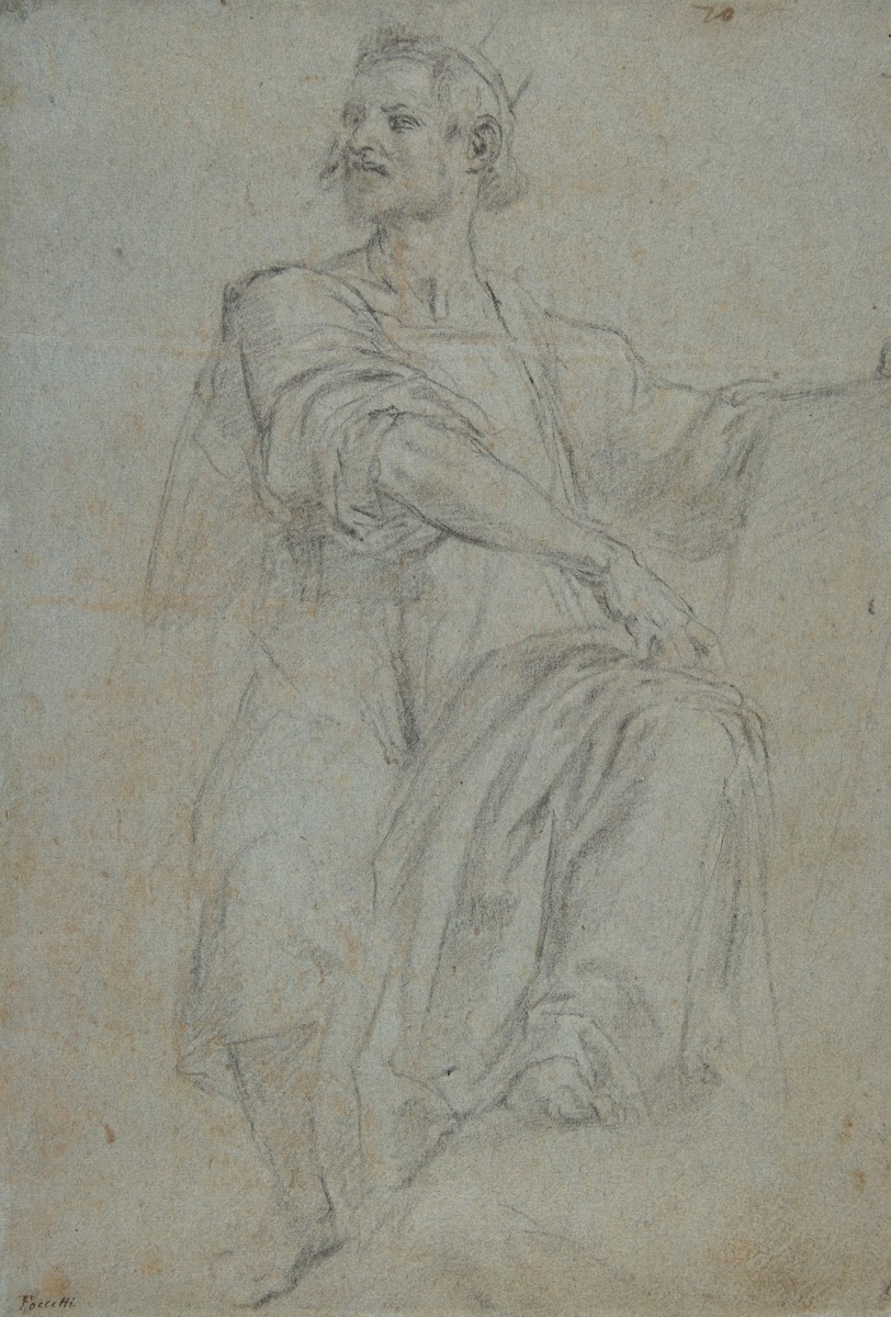 Seated Crowned Male Figure Holding a Book or Scroll 15481612