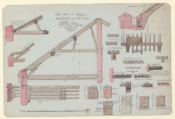 Demi ferme de charpente les planchés et autres détails 1777 1825