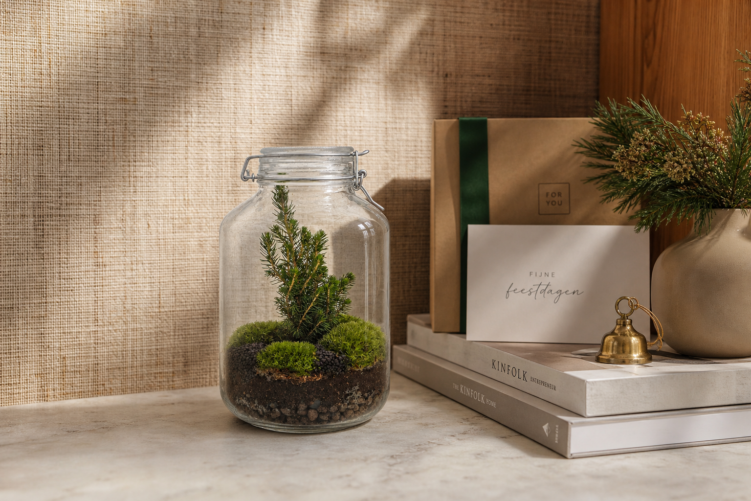 Glas Terrarium-Set - Weihnachtsbaum - Flaschengarten