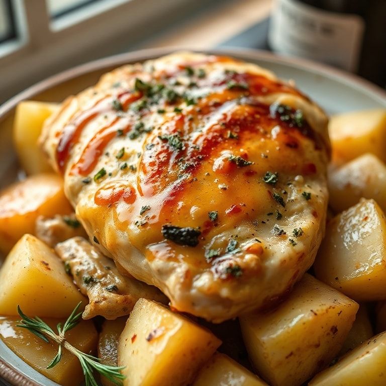 Chicken Vesuvio Recipe – Classic Italian American Garlic White Wine Chicken and Potatoes (Easy, One-Pan) finished