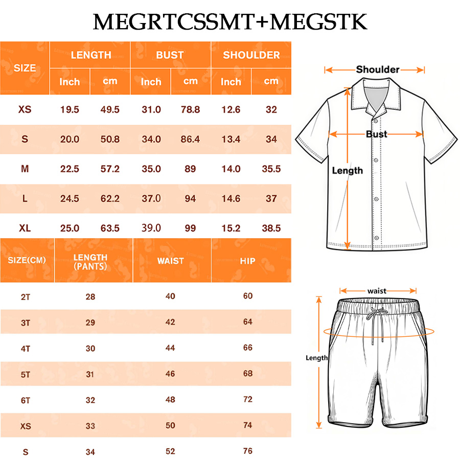 AOP MEG Kids Regular Collar Shirt & AOP Beach Shorts Set (Polyster)