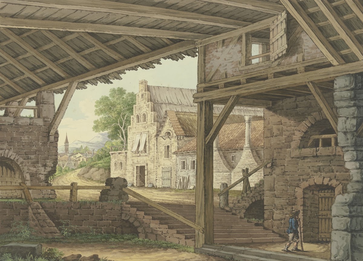 Ein GroßEr Schuppen GewäHrt Einen Ausblick Auf Ein Dorf