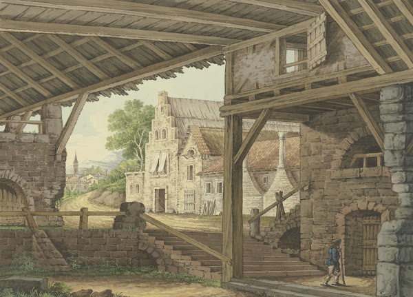 Ein GroßEr Schuppen GewäHrt Einen Ausblick Auf Ein Dorf
