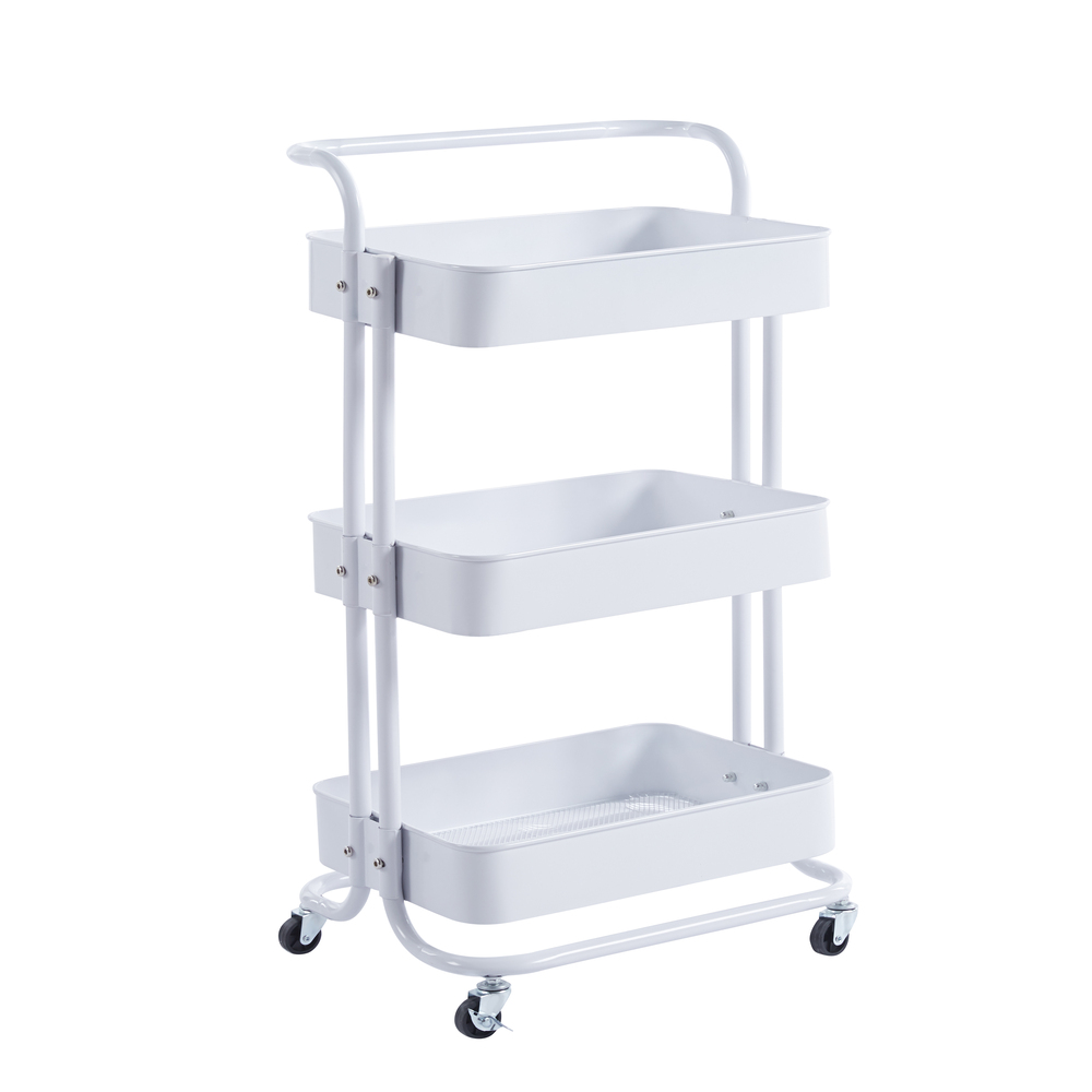 Carrito organizador de metal Cazedis™ 3 niveles, color blanco