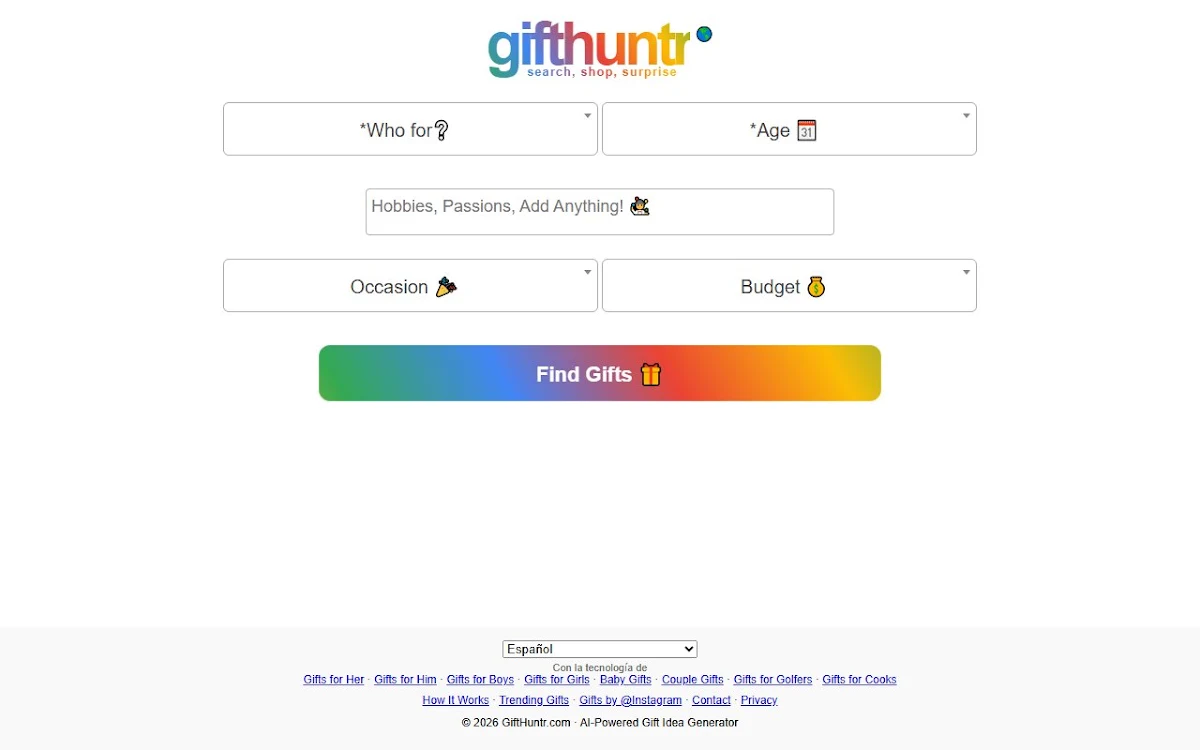 Captura de GiftHuntr.com