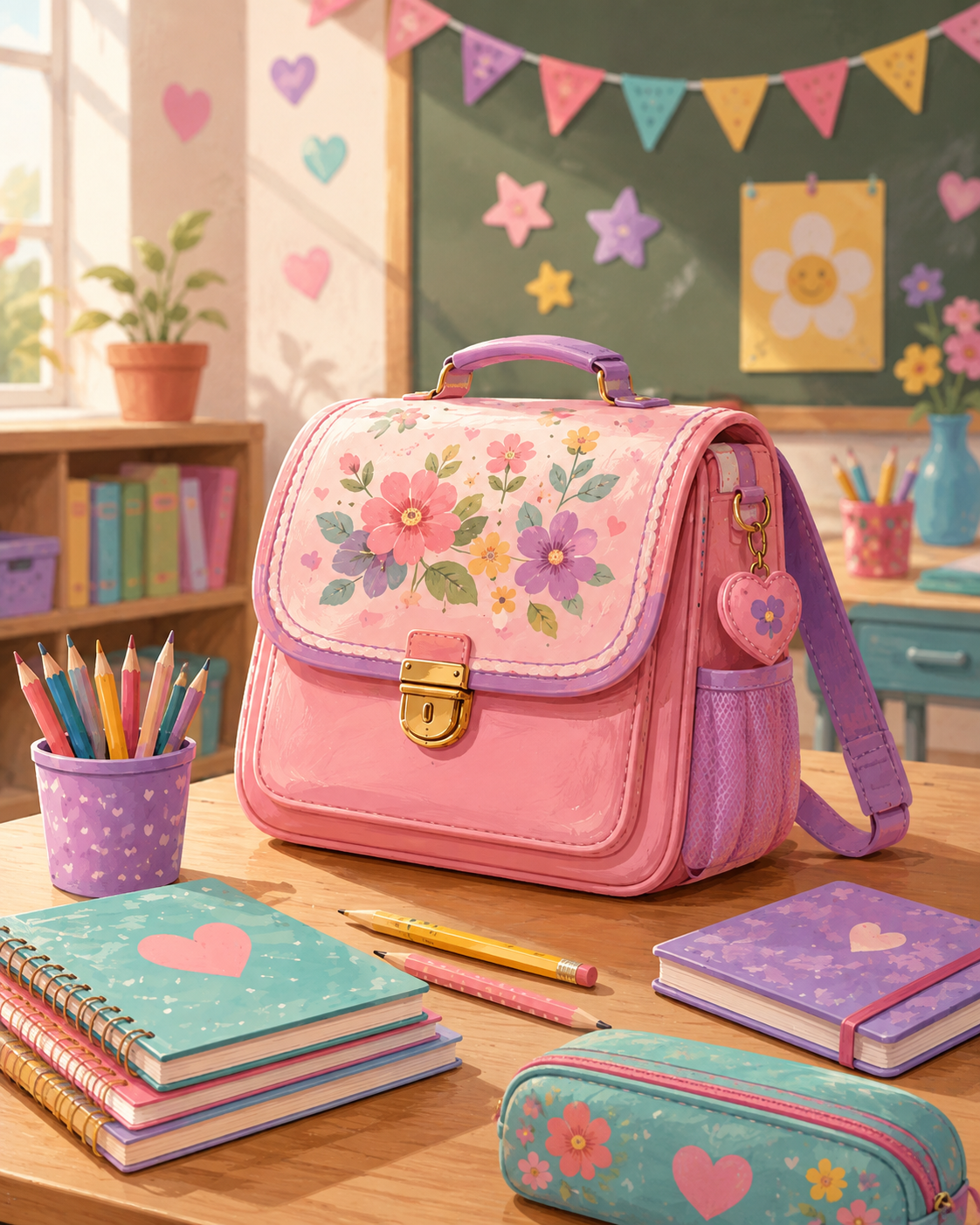 Vorbereiteter Klassenraum mit Schulranzen für den ersten Schultag – Teaserbild
