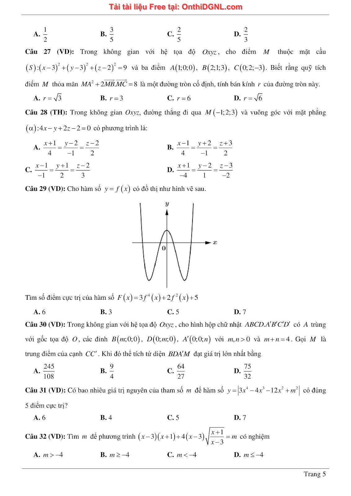 1300 bài tập môn Toán - Ôn thi ĐGNL ĐHQG Hà Nội Phần 11