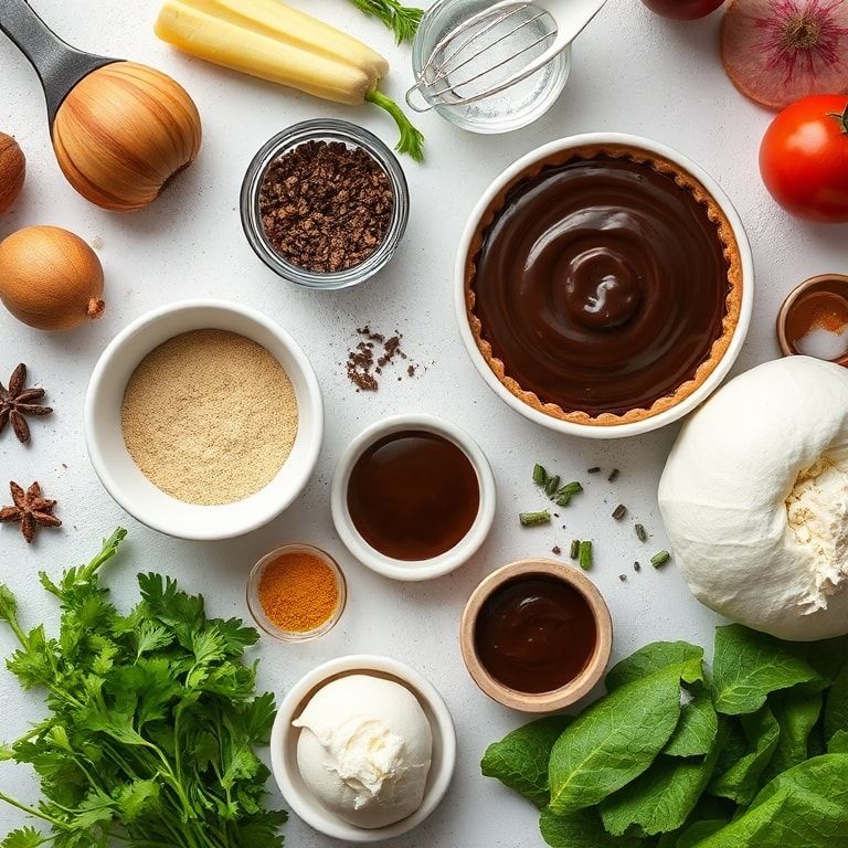 Ingredients for Easy Mini Chocolate Tarts with Creamy Ganache Filling: A Quick, Indulgent Treat
