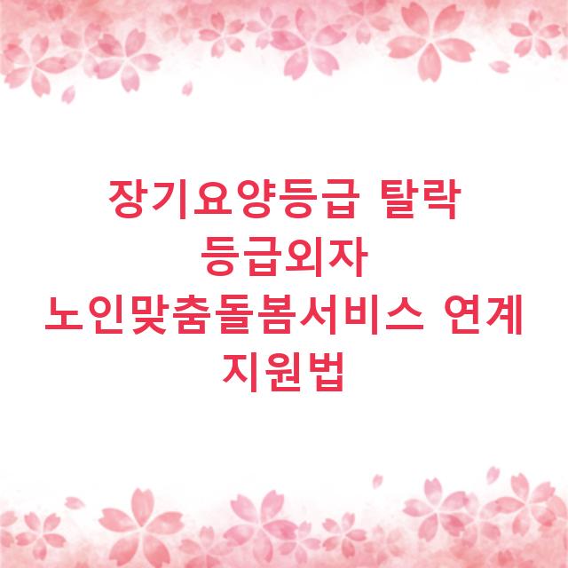 장기요양등급 탈락 등급외자 노인맞춤돌봄서비스 연계 지원법