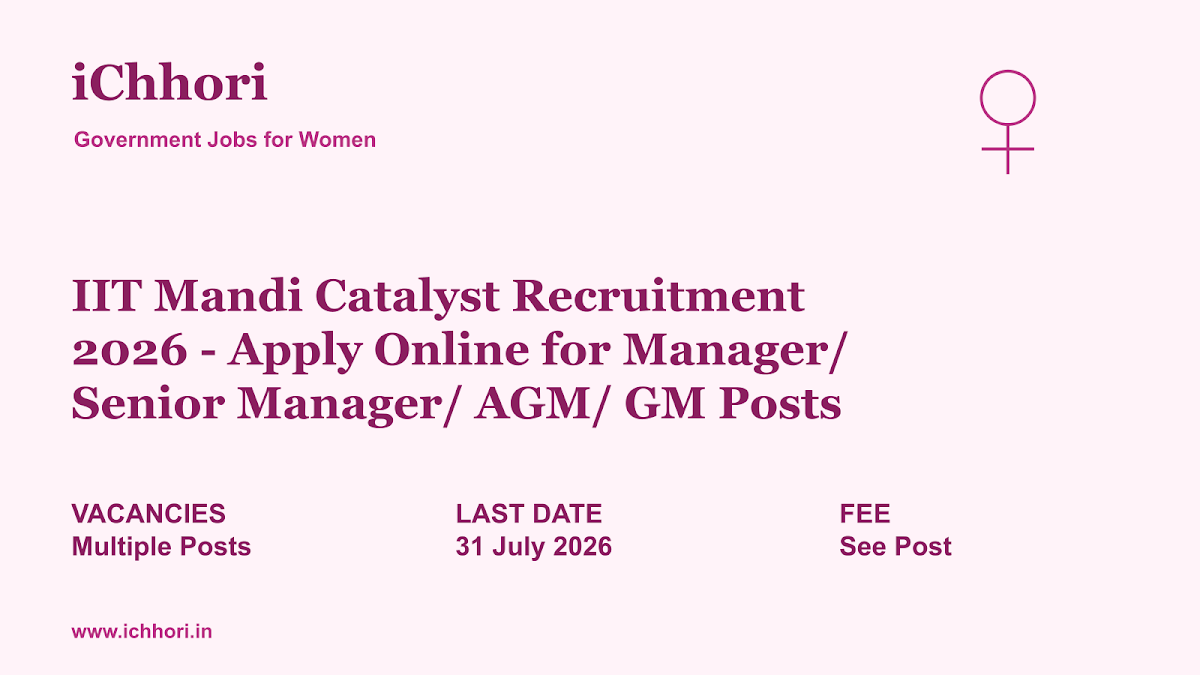 IIT Mandi Catalyst Recruitment 2026 - Apply Online for Manager/ Senior Manager/ AGM/ GM Posts - iChhori