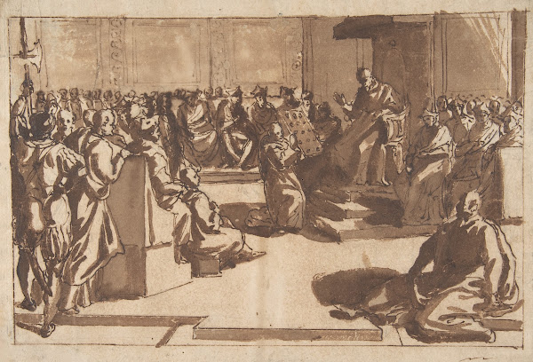 An Ecclesiastic Blessing a Book before the Sacred College 158090