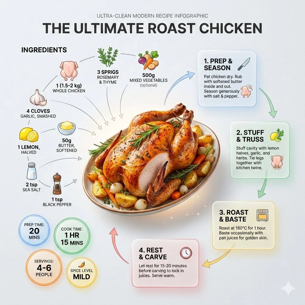 Infografía de recetas modernas y ultralimpias.
