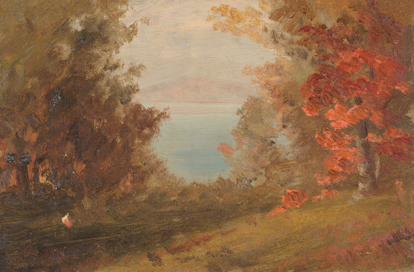 Woodland Scene in Autumn Hudson New York or Maine 186070