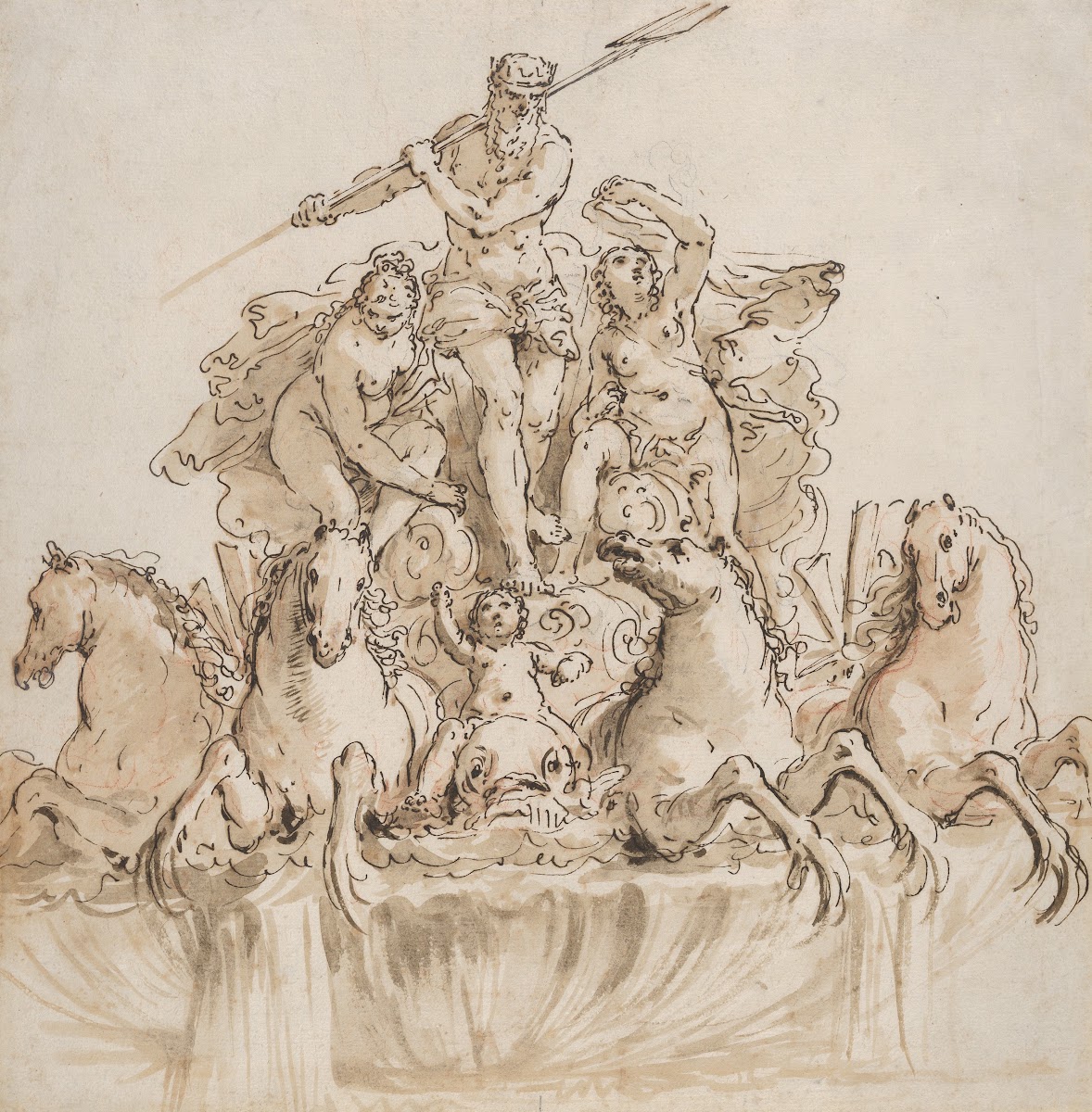 Design for a Fountain with Neptune in his Chariot ca 174060