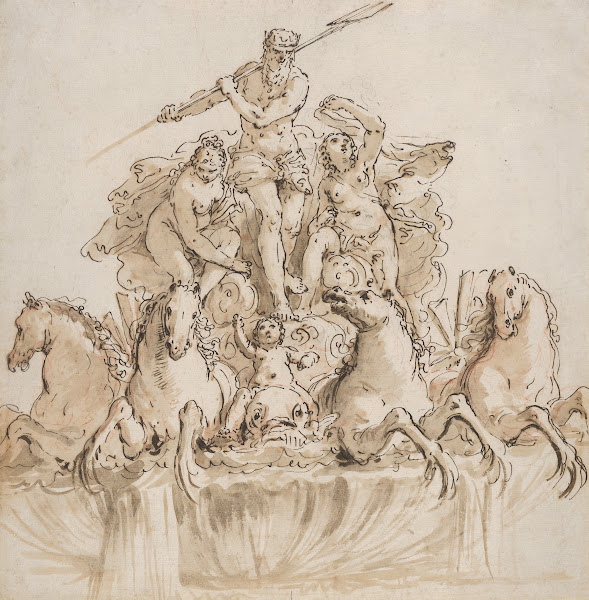 Design for a Fountain with Neptune in his Chariot ca 174060