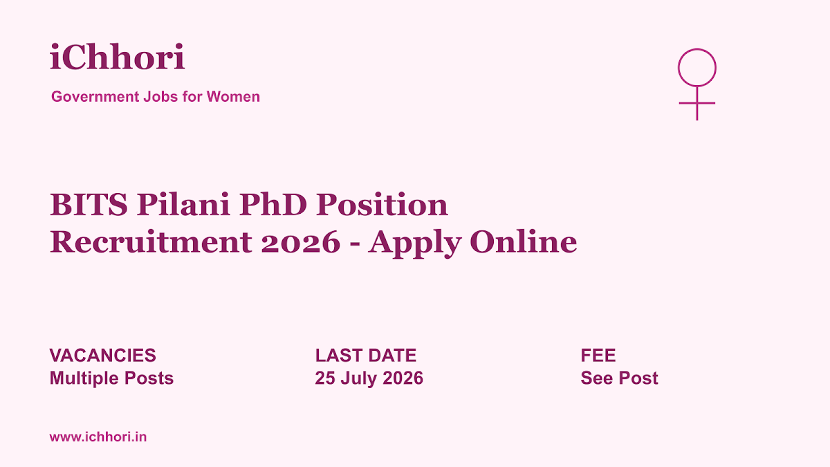 BITS Pilani PhD Position Recruitment 2026 - Apply Online - iChhori