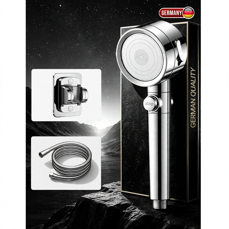 Pressure boosted shower head with turbo function