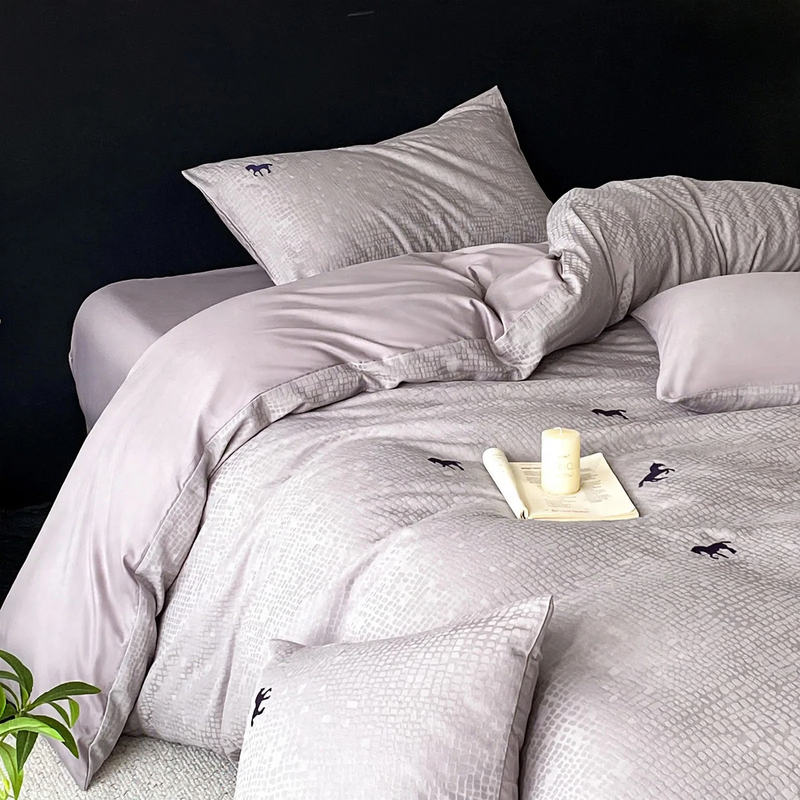 Cotton Bedding Set, Jacquard Weave, Geometric