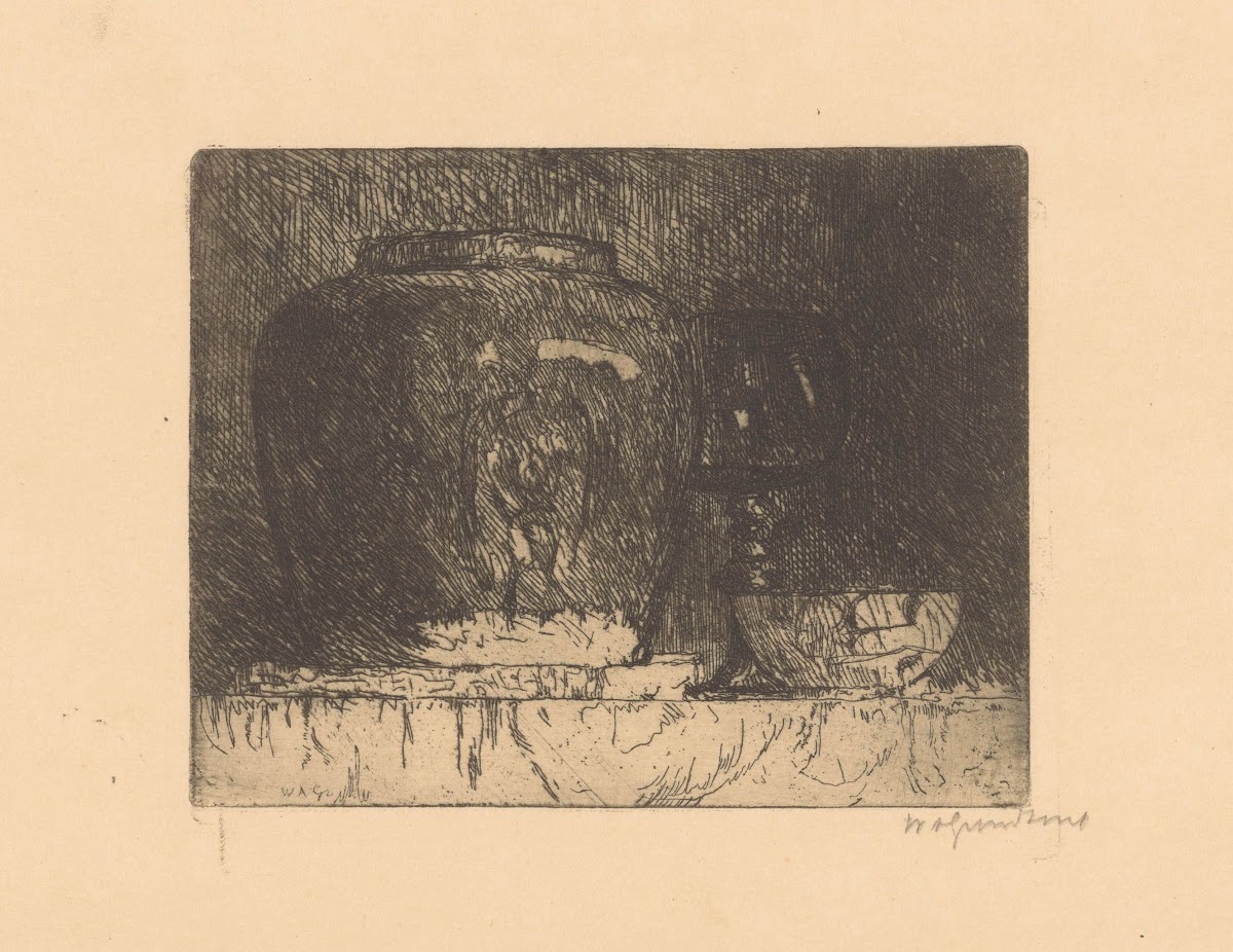 Stilleven met gemberpot wijnglas en kom 1888 1934