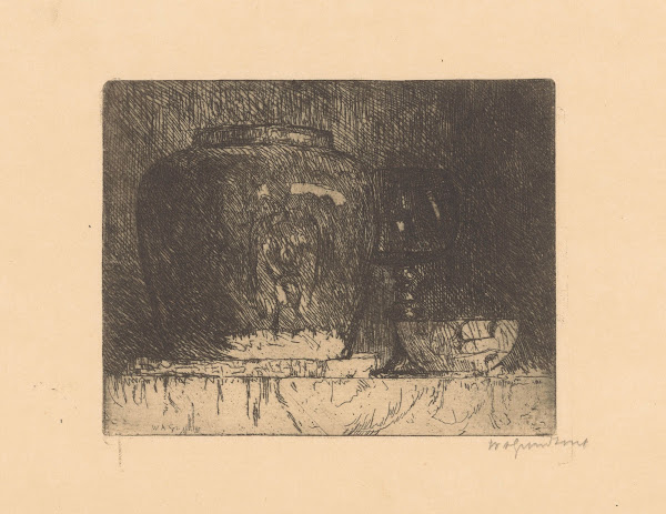 Stilleven met gemberpot wijnglas en kom 1888 1934