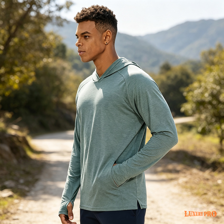 AOP ECL Raglan‑Sleeve 3‑Panel Hooded T‑Shirt‑Cotton‑Like Fabric